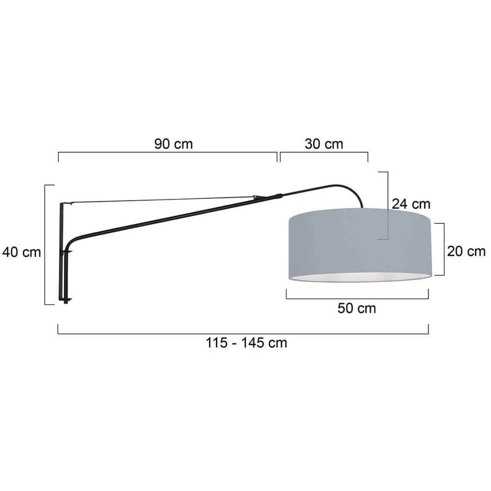 Wandlamp Elegant Classy zwart met lichtblauwe kap Steinhauer 8712746174960