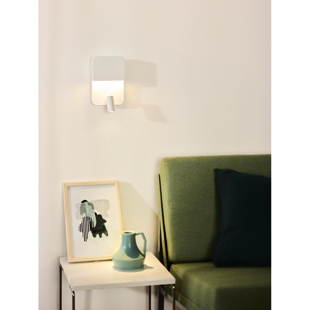 Bedlampje Boxer wit met USB oplaadpunt Lucide 5411212791542