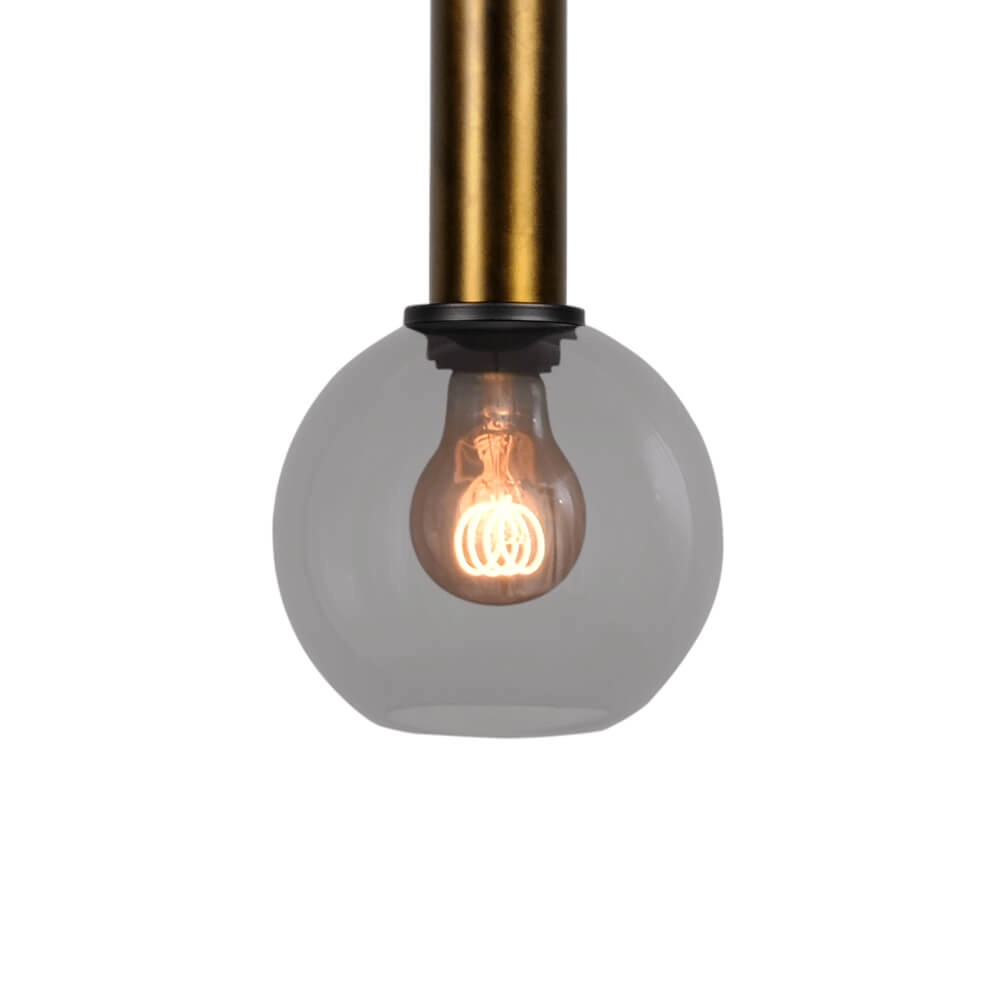 Hanglamp Ø 15cm Bella 2 Antiek messing met smoke glas Masterlight 8718121334073