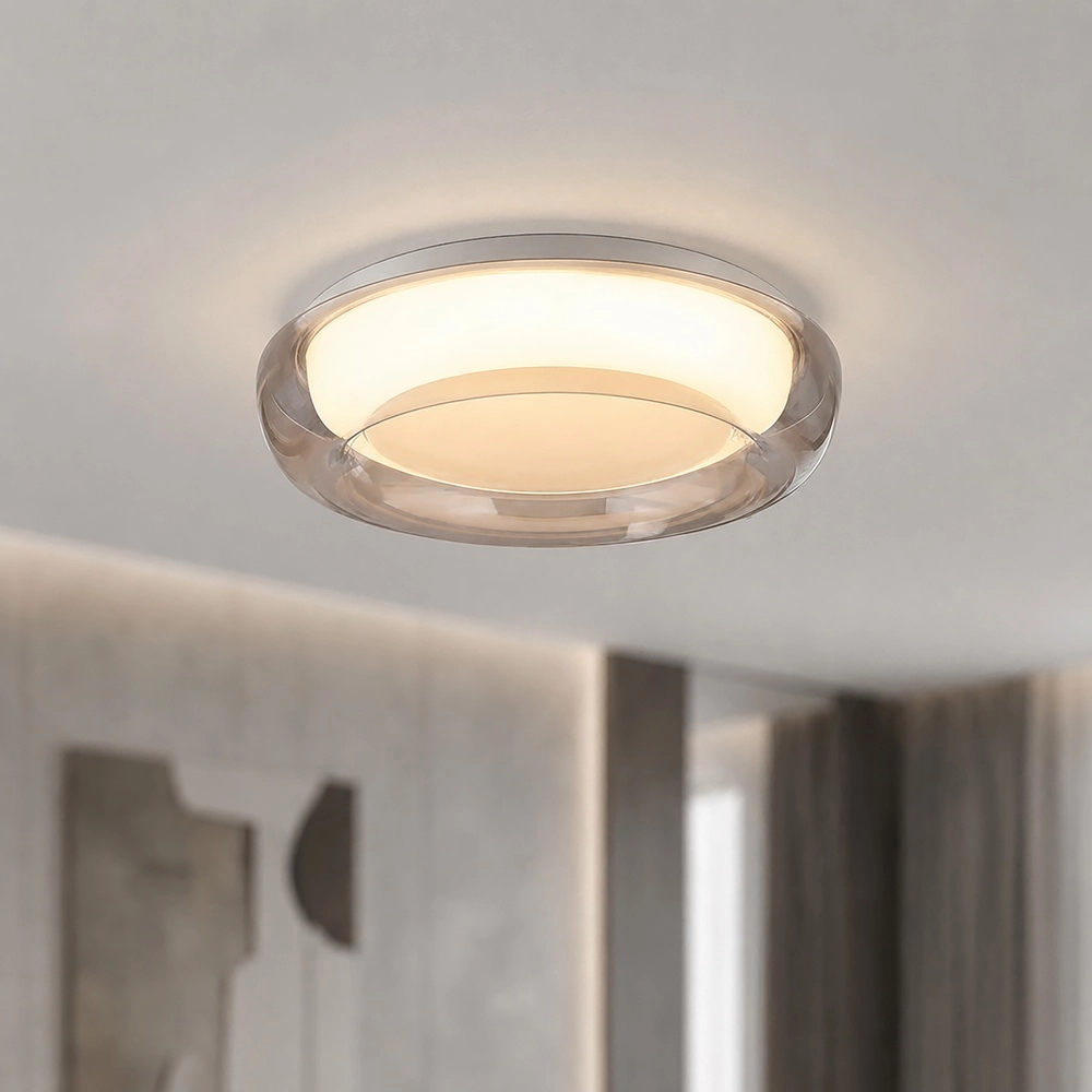 Plafonniere design Jude wit met amber glas Ø 30cm