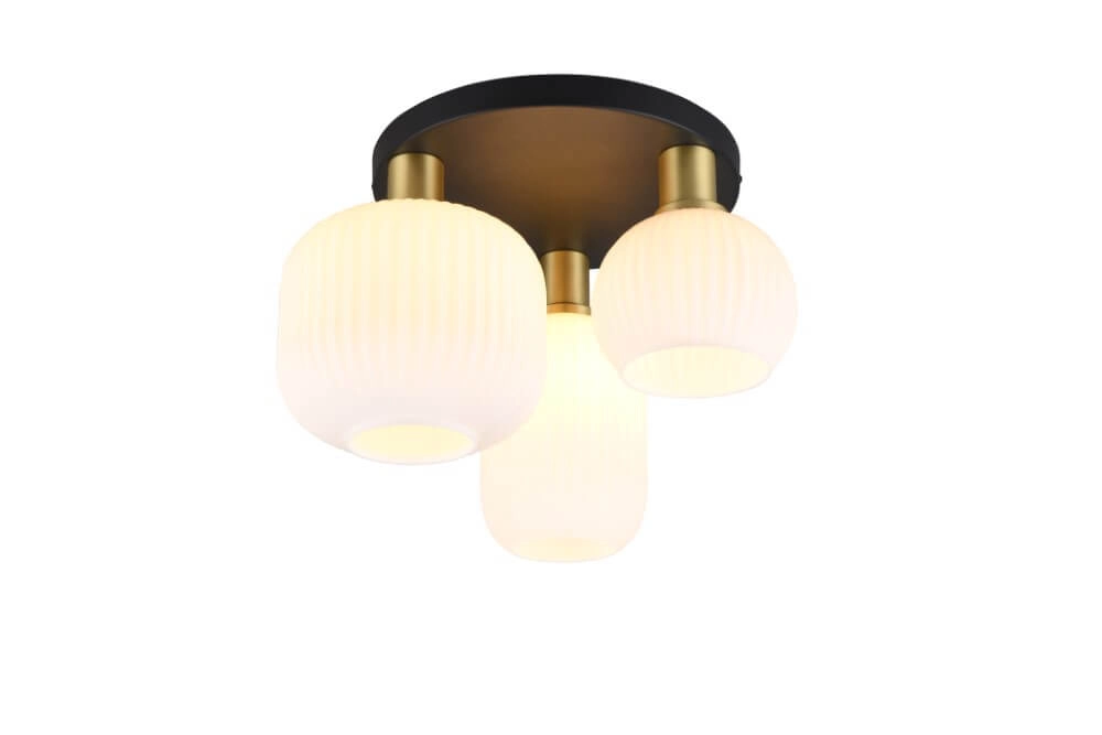 Trendy plafondlamp Diva met wit glas Trio 4017807614541