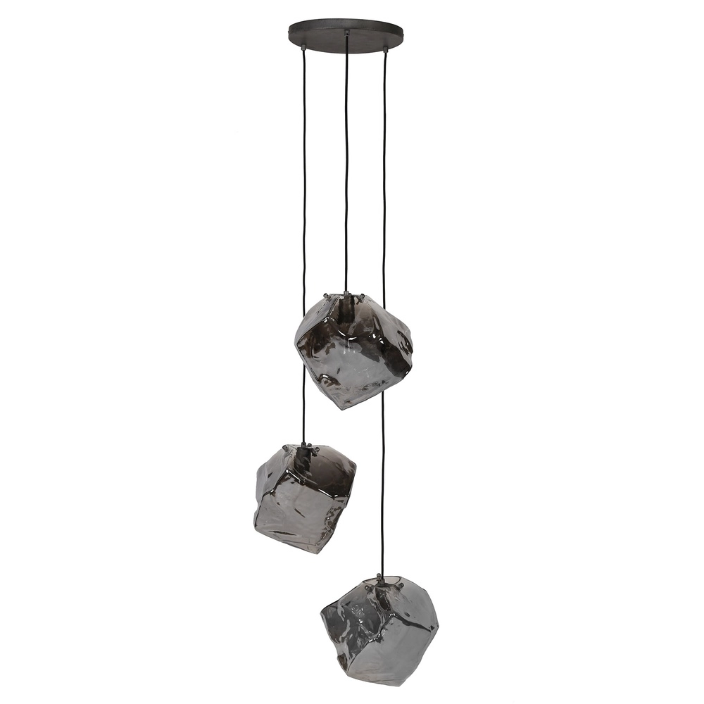Moderne hanglamp Rock 3-lichts - chroom glas Lyora 8716803511408