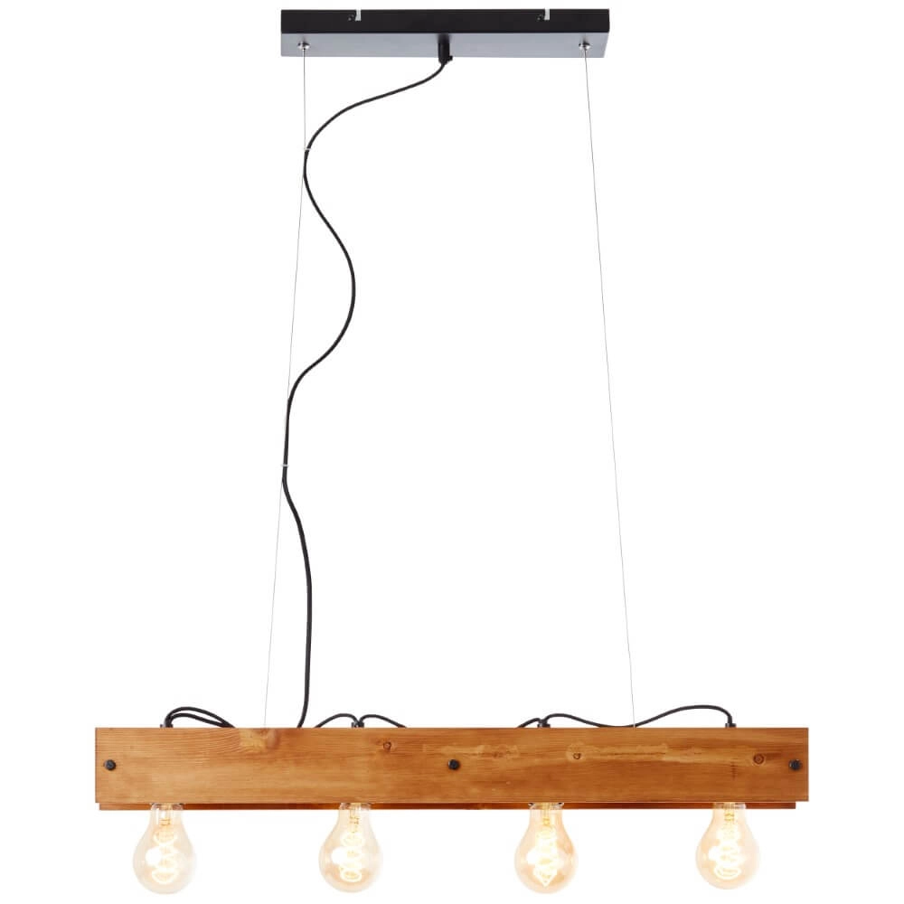 Hanglamp Calandra 4-lichts zwart met houtbruin