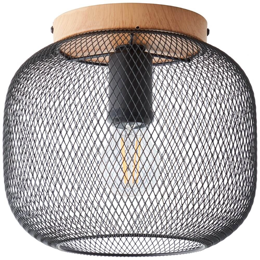 Plafondlamp Giada zwart met hout Brilliant 4004353402036
