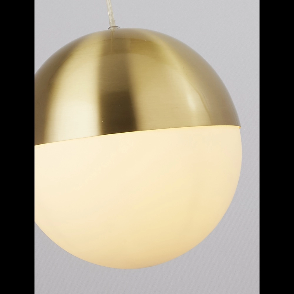 Design hanglamp Endor Ø 20cm goud en wit glas Searchlight 5053423260655