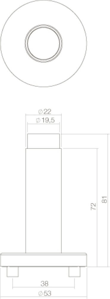 Deurstop Stelo wand met rozet RVS Intersteel 8714186053461