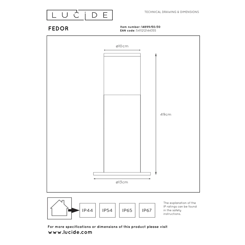 Design sokkellamp Fedor zwart Lucide 5411212144355