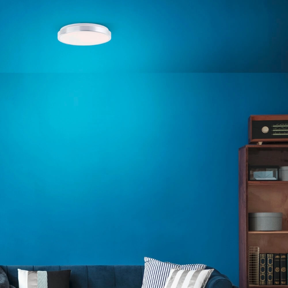 Nikkel plafondlamp Livius met wit Ø 33cm Brilliant 4004353426476