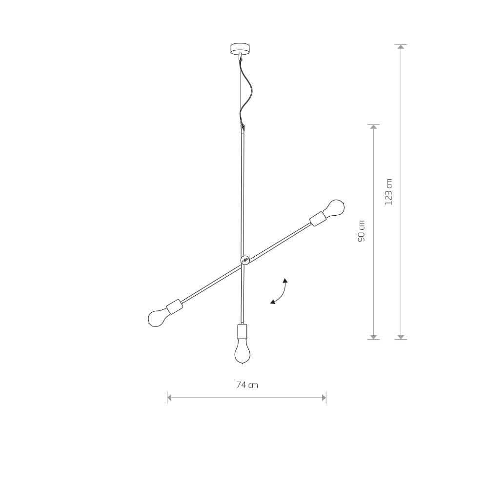 3-lichts hanglamp Sticks zwart met goud Lyora 5903139626897
