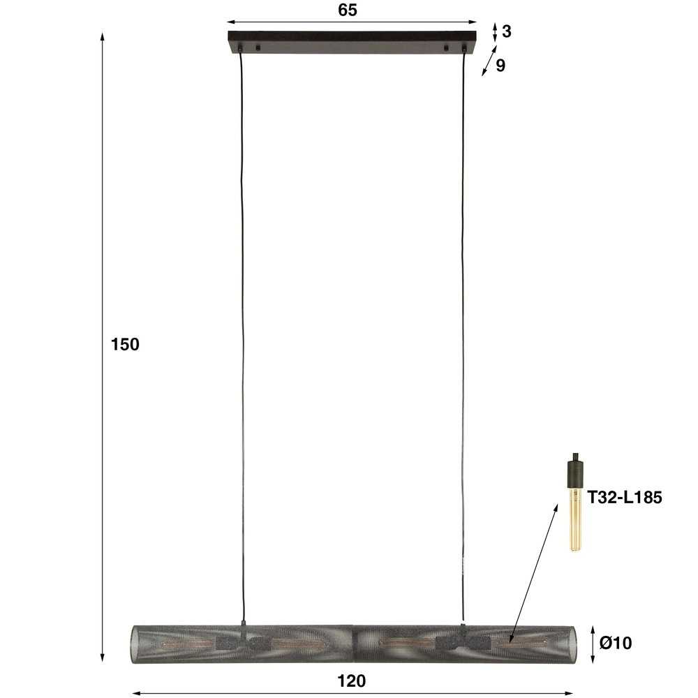 Tube hanglamp Tube 4-lichts - artic zwart Lyora 8716803511552