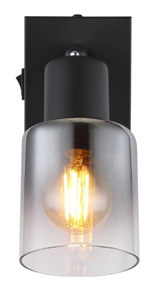 Zwarte wandlamp Hubertus met schakelaar Globo 9007371446018