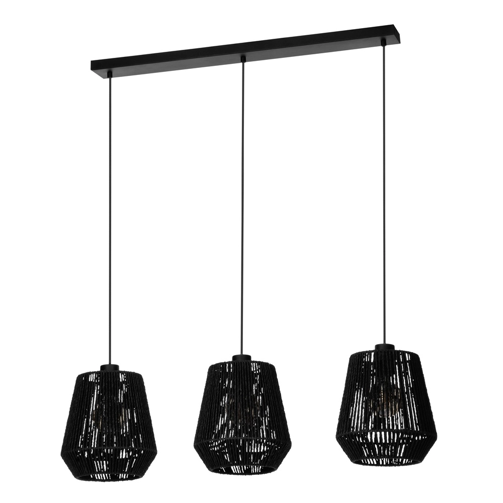 Touw hanglamp Persley eetkamer - zwart