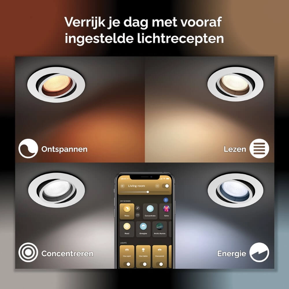 Ronde inbouwspot Hue Centura - White and Color richtbaar zilvergrijs Philips 8720169318793