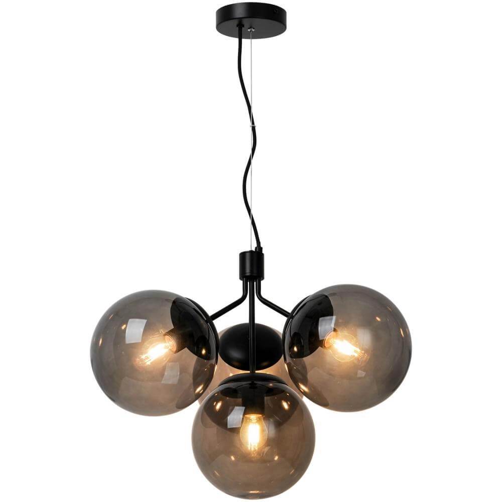 4-lichts hanglamp Ivona zwart met smoke glas Nordlux 5704924005312