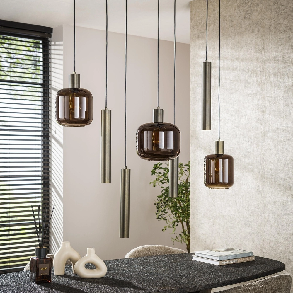 Hanglamp Bronza Sienna bruin - donker glas Lyora 8716803513433