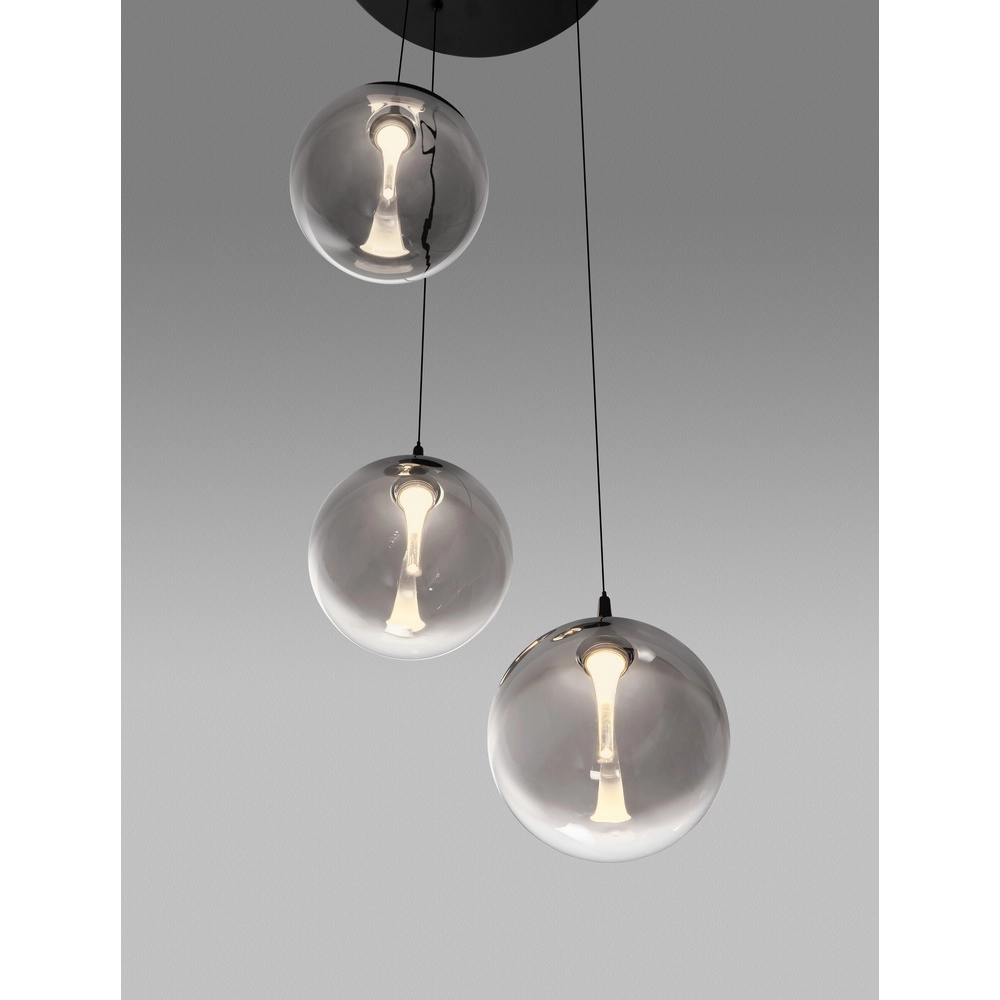 Hanglamp Orenda 3-lichts smoke glas