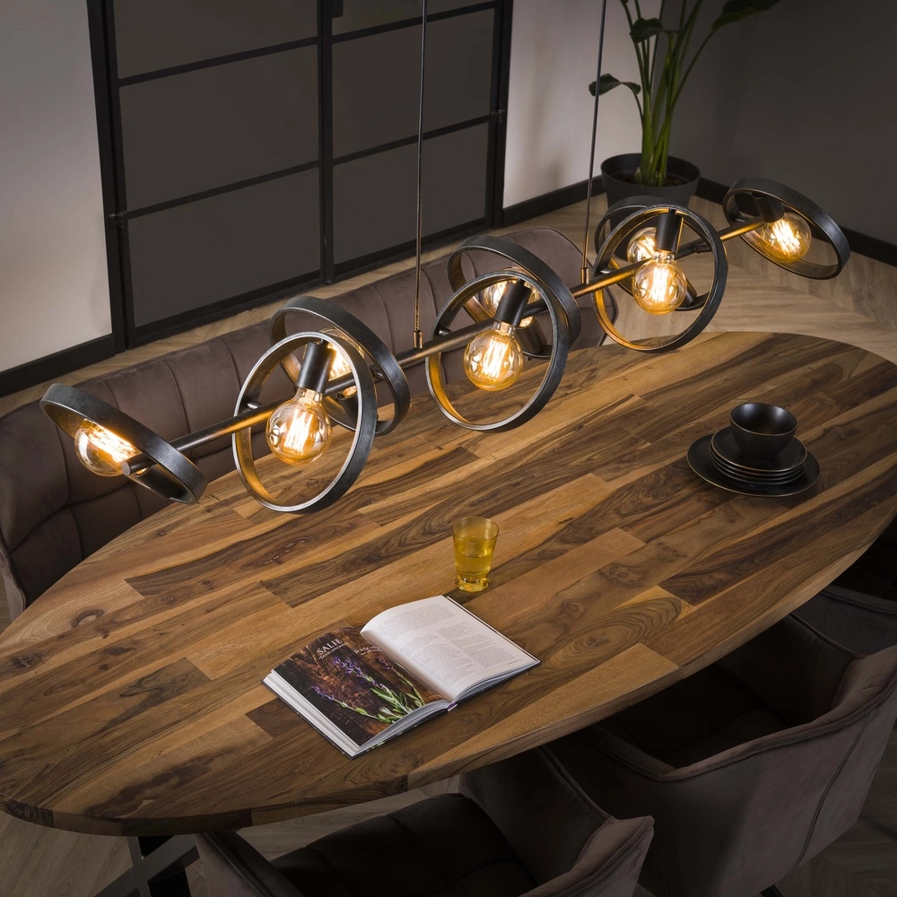 8 ringen hanglamp eettafel Hover charcoal - Ø 26cm