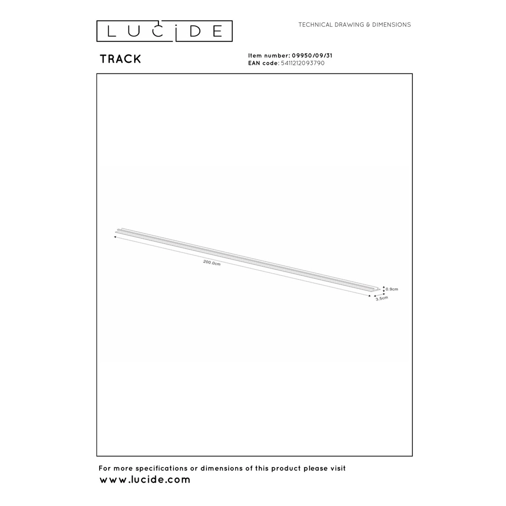 Rail afdekking Track 2 meter wit Lucide 5411212093790