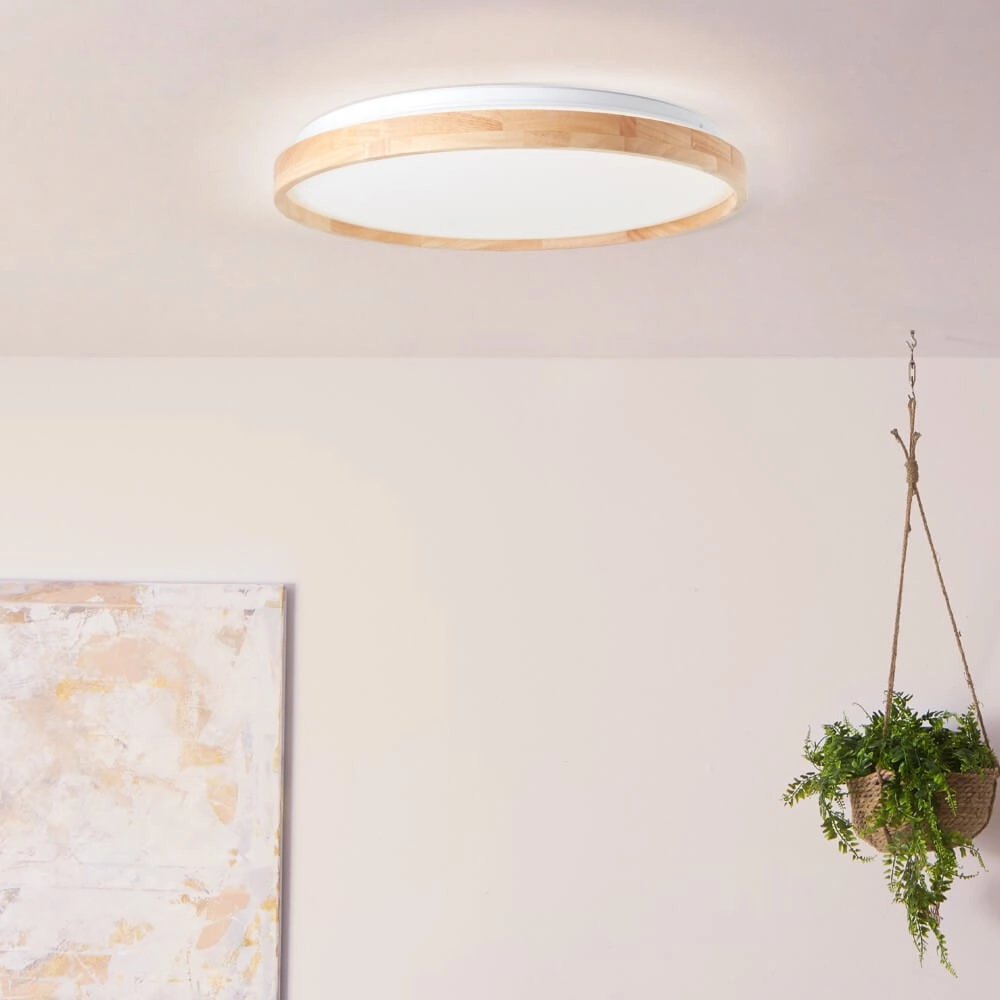 Plafondlamp Alson Ø 49,5cm wit met hout Brilliant 4004353411274