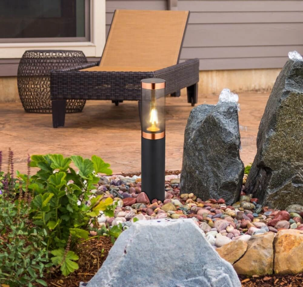 Zwart met roodkoperen terraslamp Boston Globo 9007371430925