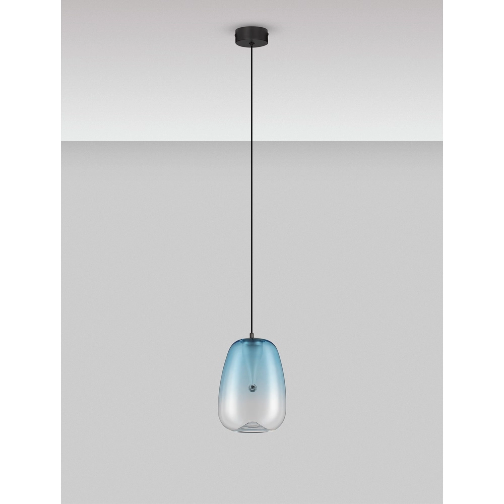 Design hanglamp Oblo 1-lichts blauw glas Lyora 5212017474117