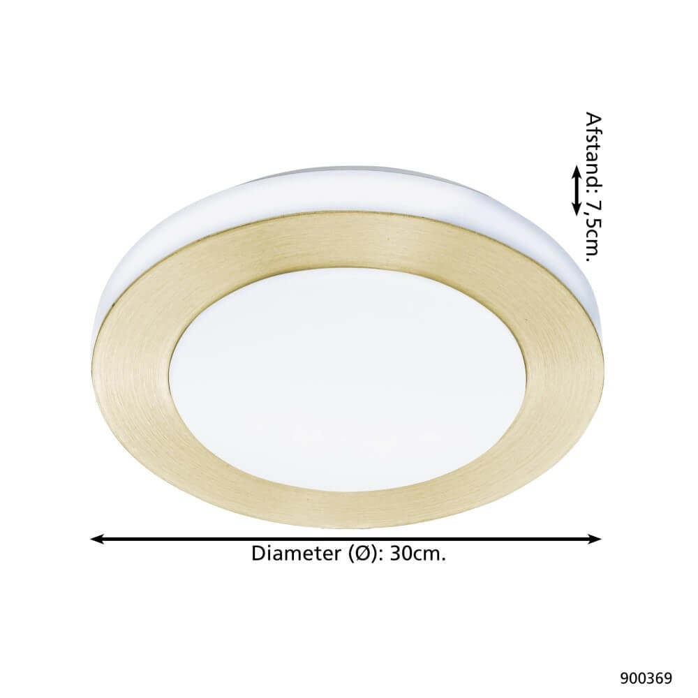 Messing badkamerlamp Led Carpi Ø 30cm Eglo 9008606240623