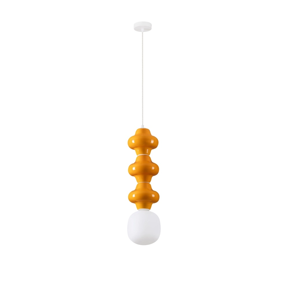 Hanglamp Clio L oranje keramiek met wit glas Lyora 5212017461322