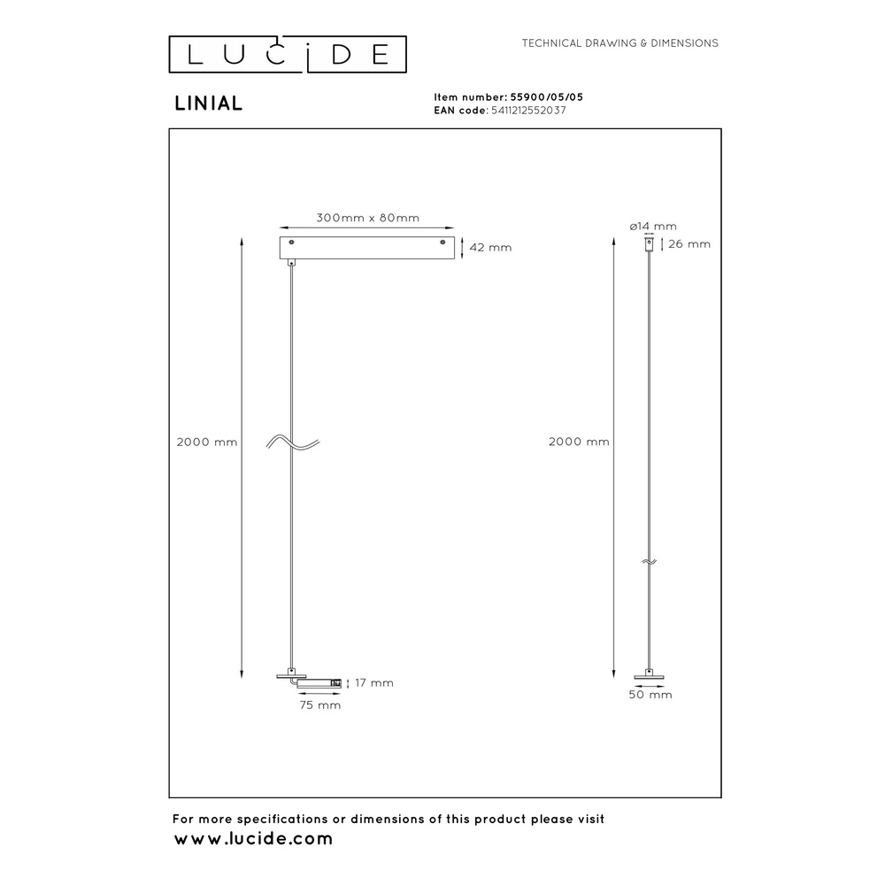 Ophanging opbouwdriver 1-fase Linial champagne Premium by Lucide 5411212552037