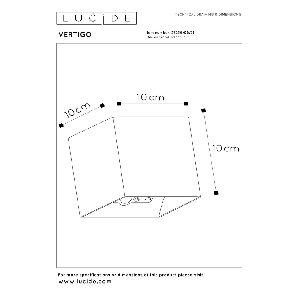 Oplaadbare wandlamp Vertigo magnetisch wit Lucide 5411212272393