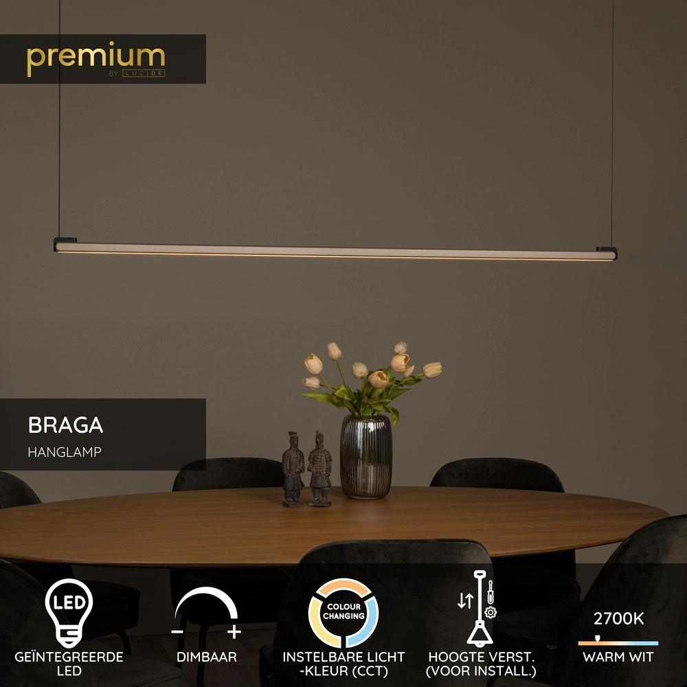 Strakke led hanglamp Braga 150cm - champagne Premium by Lucide 5411212234445