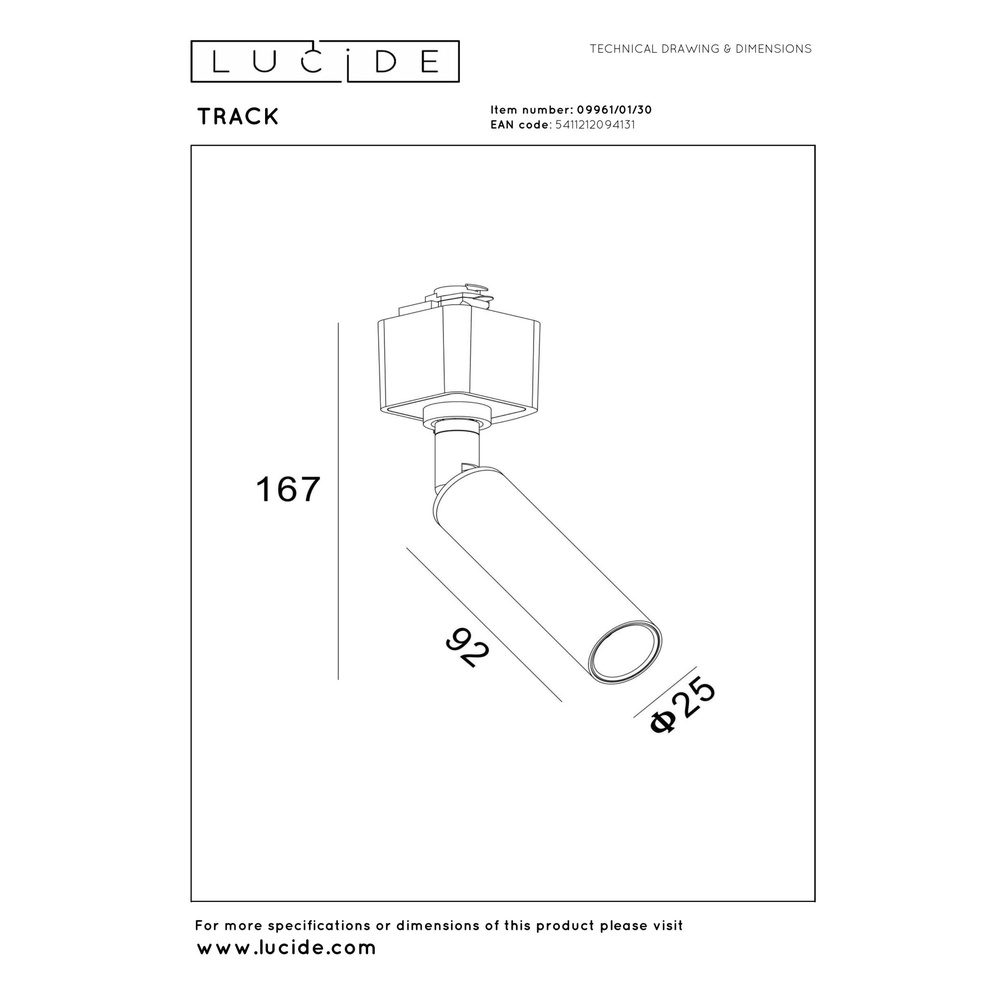 Railspot Track Keoni 1-fase zwart Lucide 5411212094131