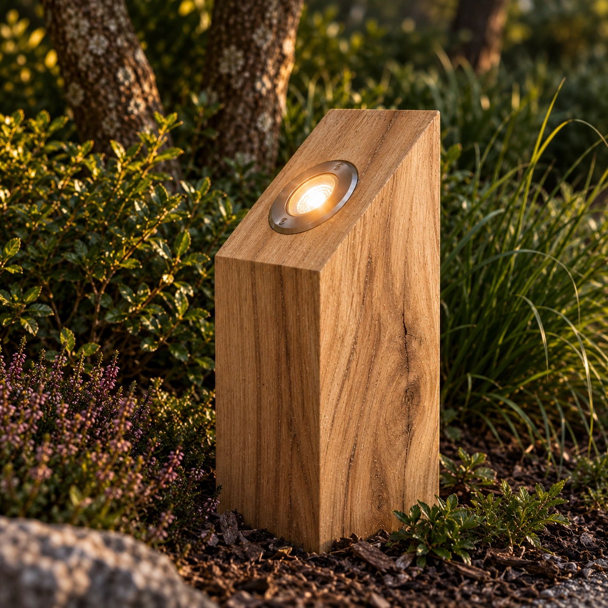 Houten uplighter Sotto Rustiek kastanje - 40cm - 2700K