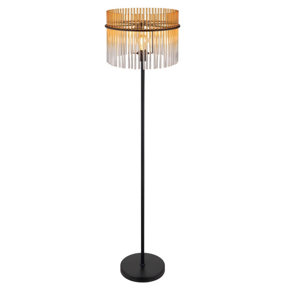 Zwarte vloerlamp Gorley met amberglas Ø 38cm Globo 9007371462995