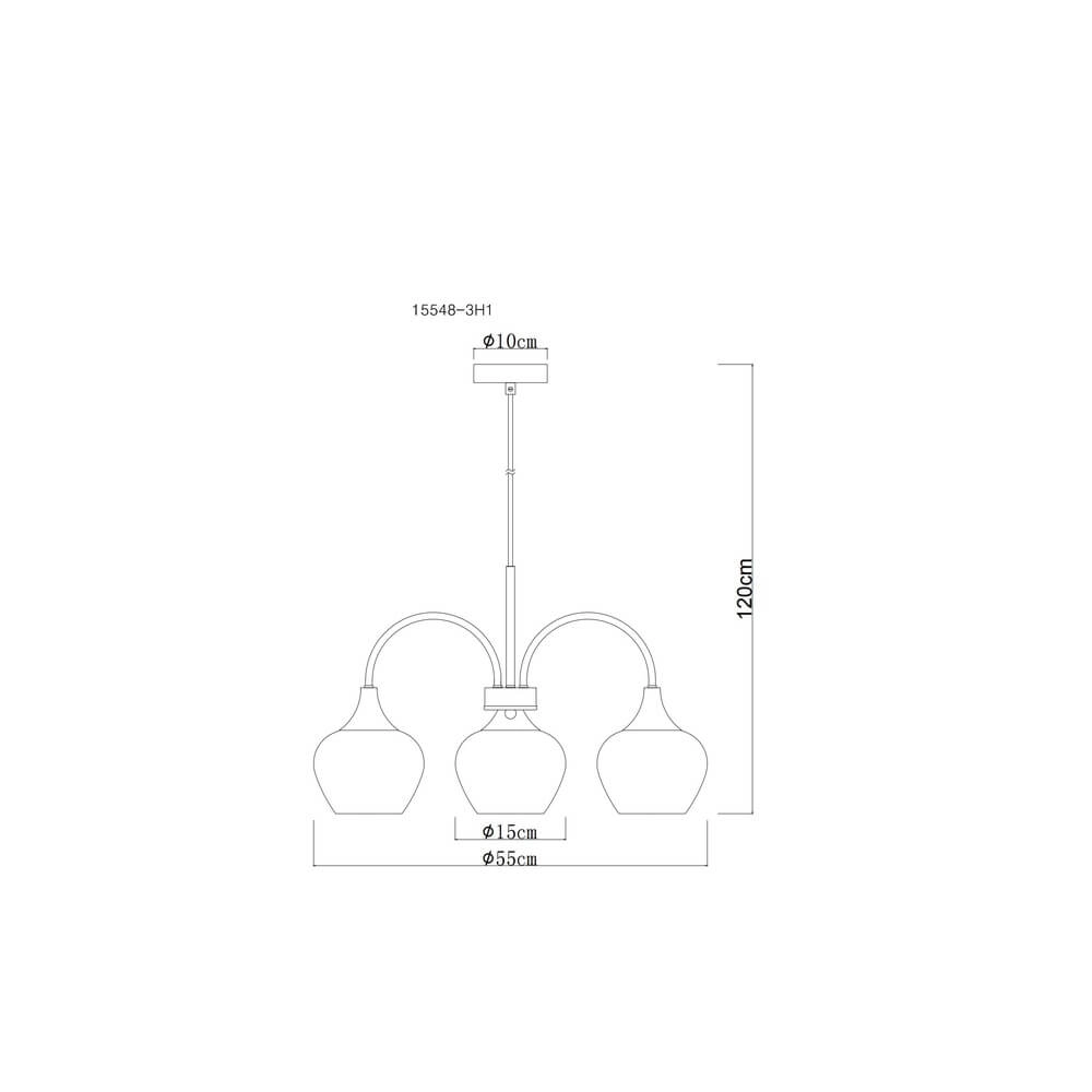 3-lichts hanglamp Maxy zwart met smoke glas Globo 9007371468188