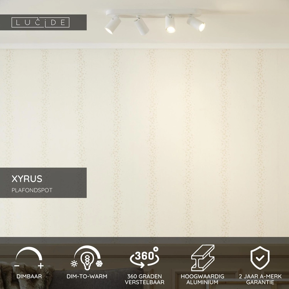 Plafondspot Xyrus 4-lichts wit Lucide 5411212234223