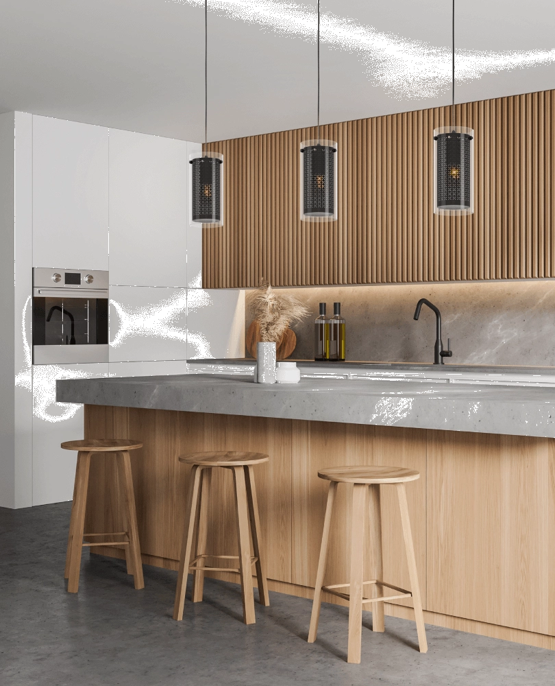 Eettafellamp Pinto Textil 1 zwart met glas Eglo 9008606235698