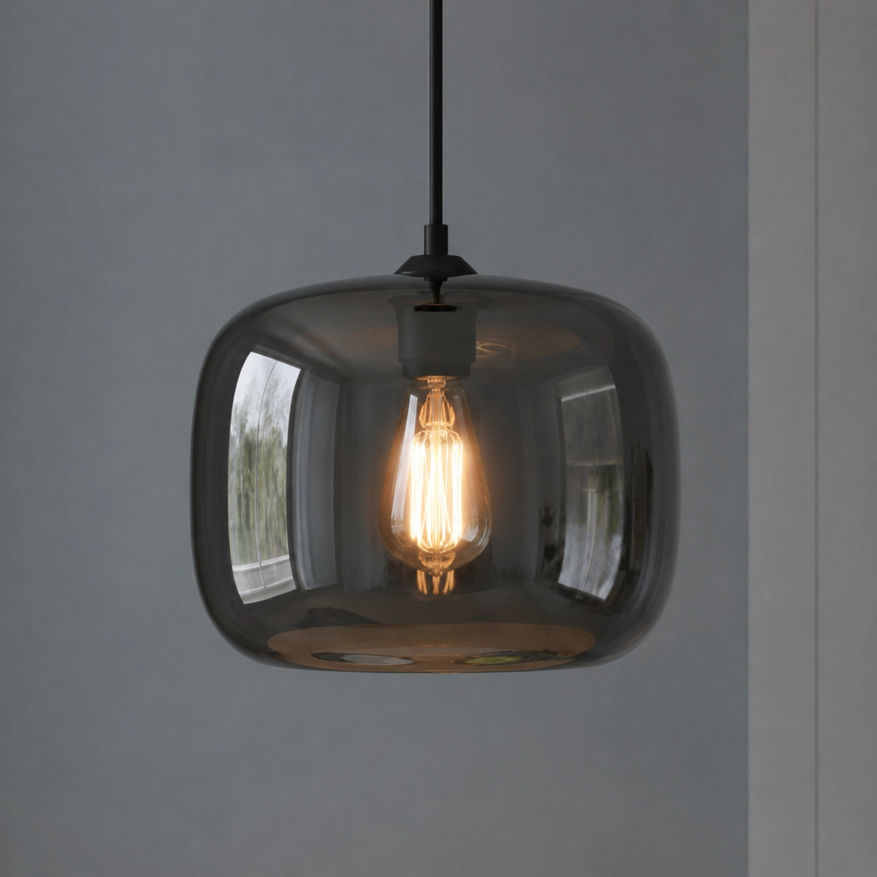 Hanglamp Preston grijs glas Ø 28cm