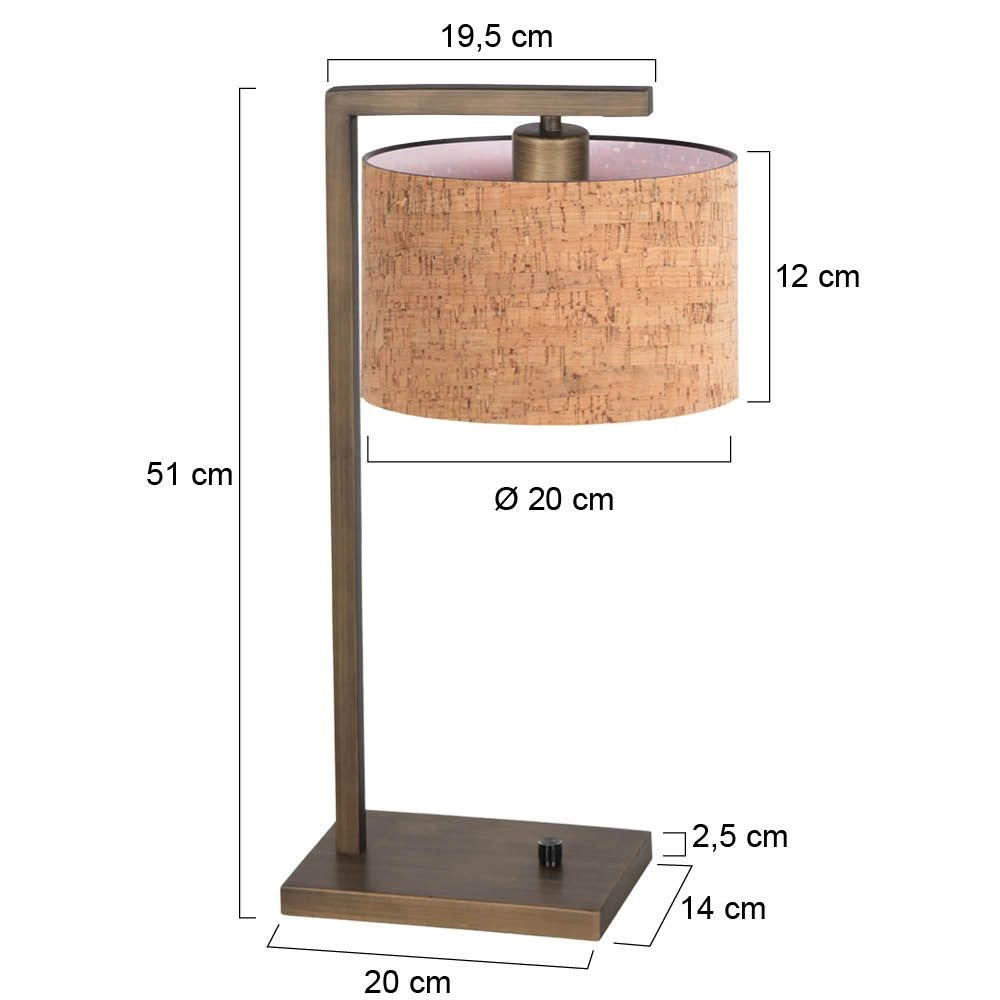 Tafellamp Stang met kurk kap Steinhauer 8712746189742