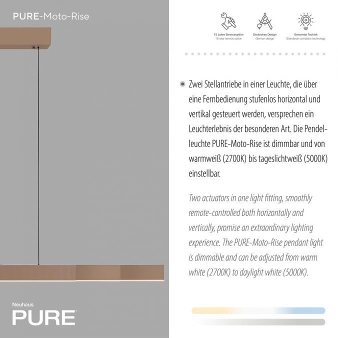 Strakke hanglamp Pure Moto-Rise brons Paul Neuhaus 4012248393680