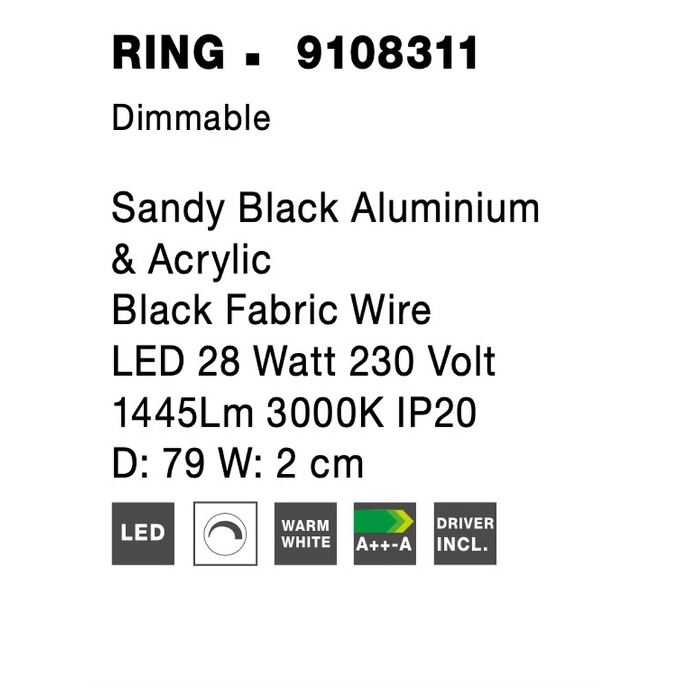 Vloerlamp Ring zwart Ø 79cm Lyora 5212017424266