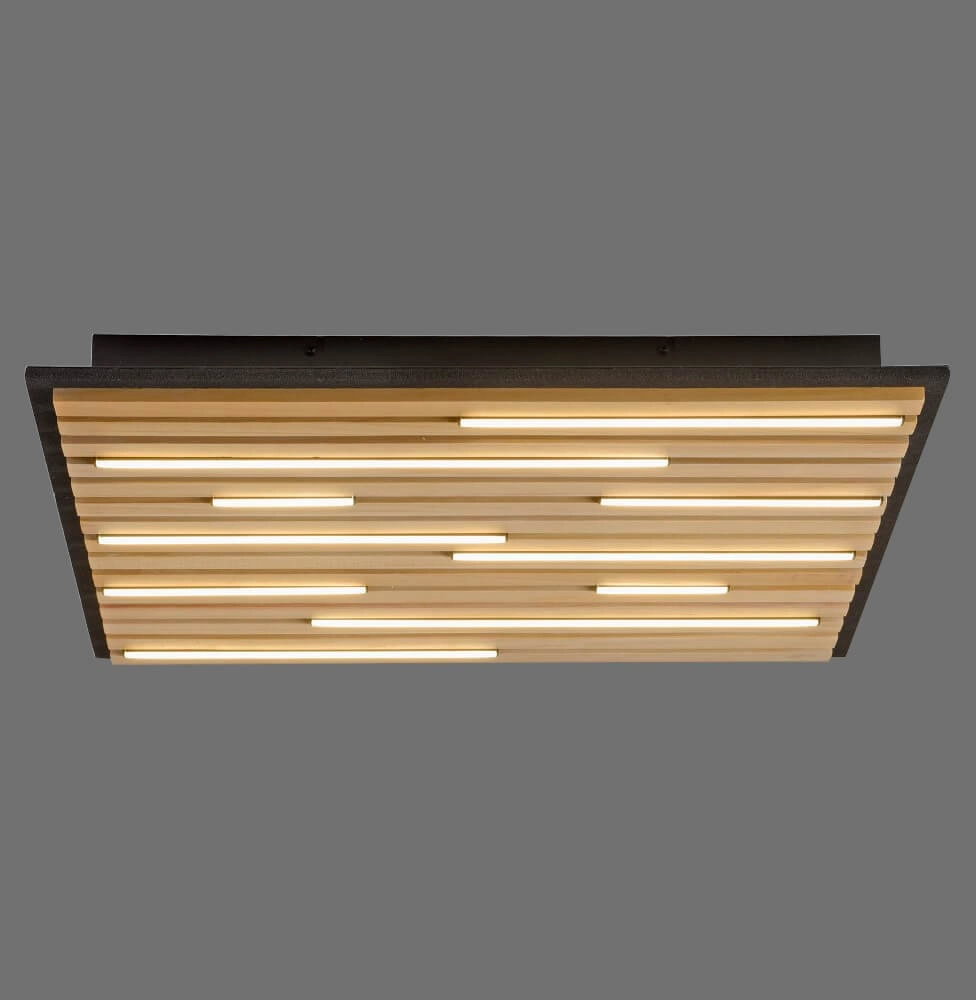 Vierkante plafondlamp Q-Akustik hout Paul Neuhaus 4012248385388