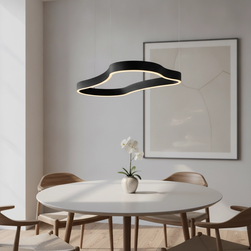 Natuurlijke vorm hanglamp Dussa zwart 90cm