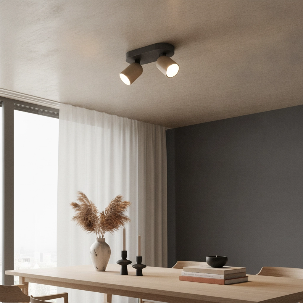 Plafondlamp Houston 2-lichts zwart met champagne