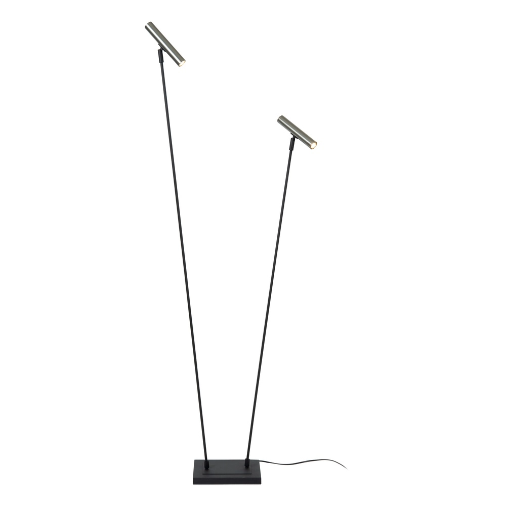 2-lichts vloerlamp Duarte zwart met metaal grijs Lucide Vibes 5411212032195