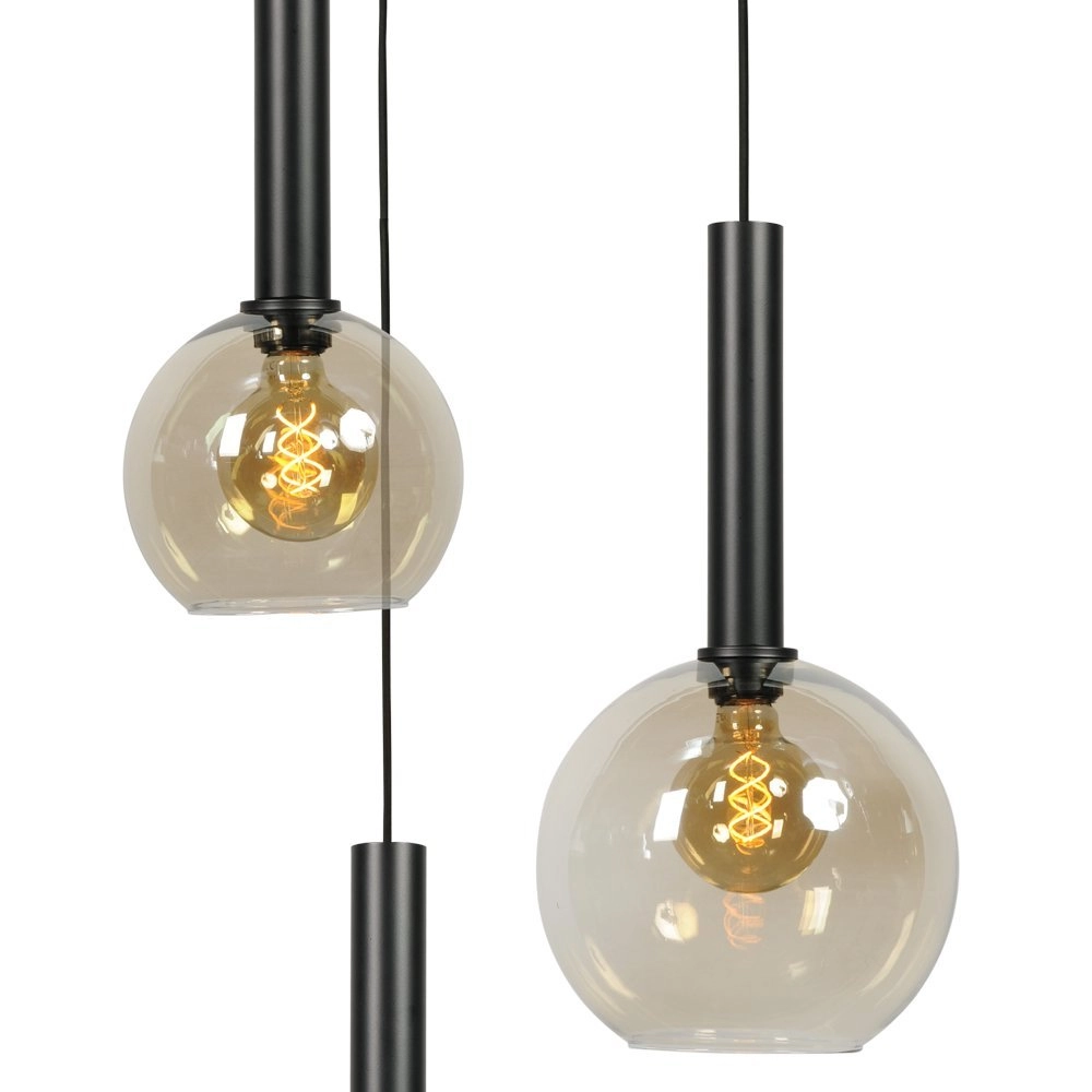 Zwarte hanglamp Bella 3-lichts met glasbollen Masterlight 8718121257884