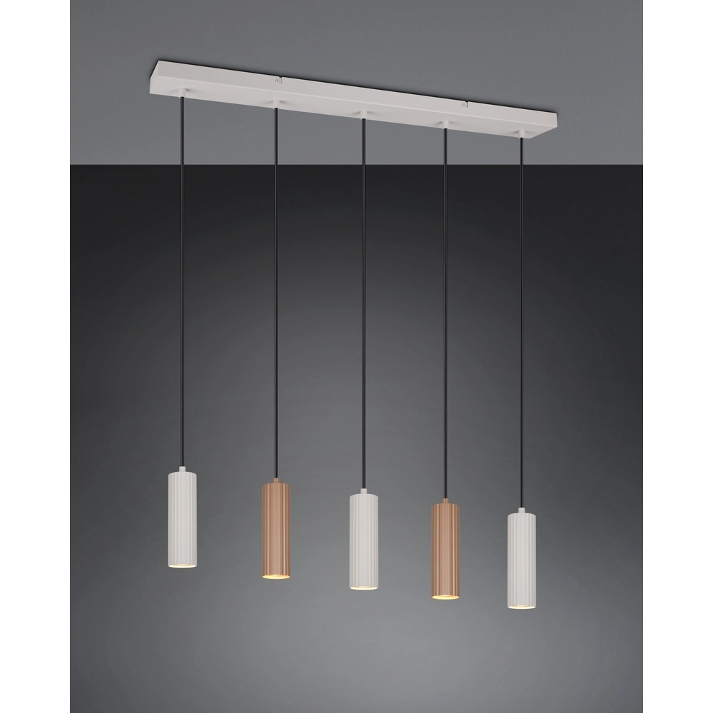 Hanglamp Soka 5-lichts mokka bruin en grijs Trio 4017807670158