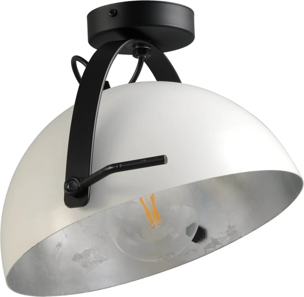 Landelijke plafondlamp Larino 30 wit met zilver