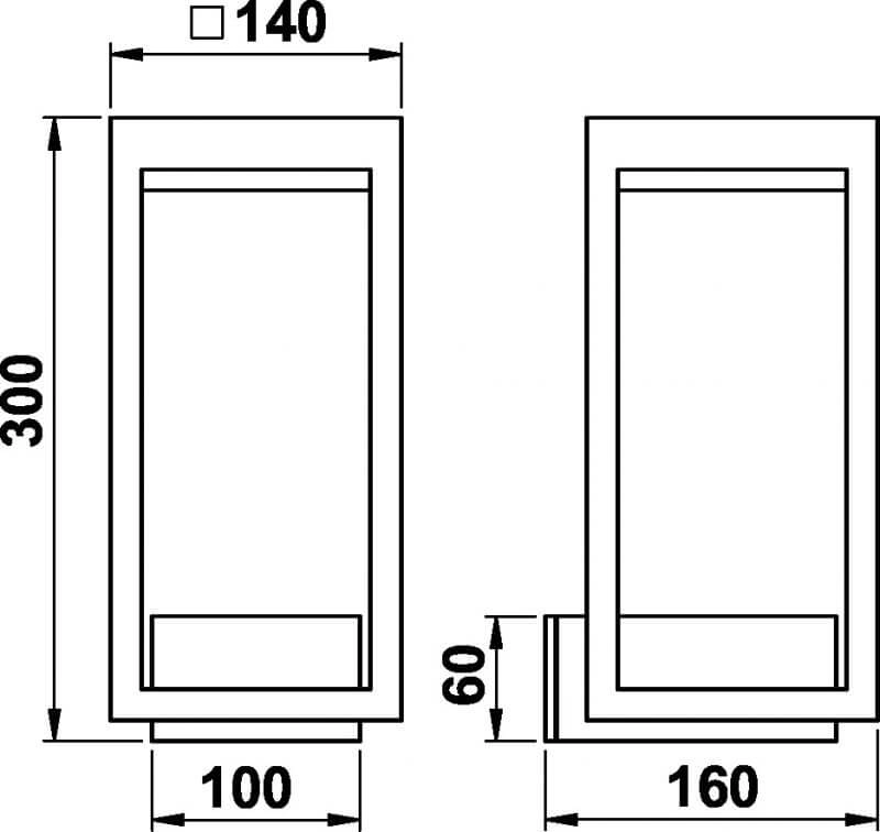 Tuinverlichting vierkant Poast 30cm - zwart Albert 4007235602807