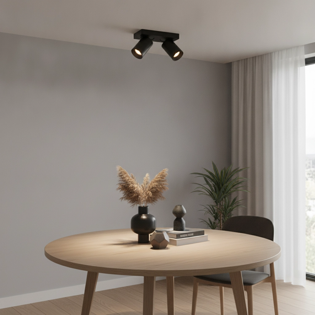 Plafondlamp Mega 2-lichts zwart