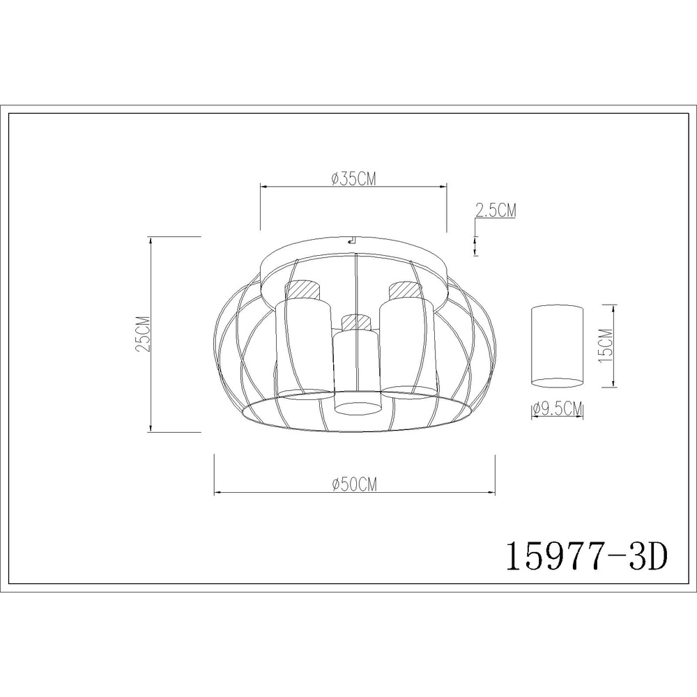 Plafondlamp Rowena 3-lichts zwart Globo 9007371589982